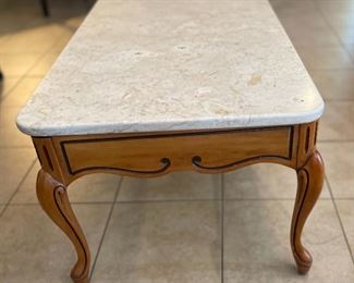 Vintage Marble Top Coffee Table 16x42x21in HxWxD