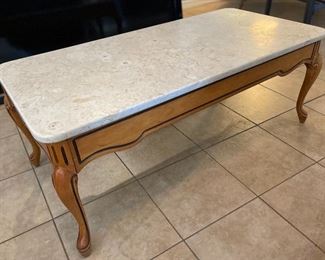 Vintage Marble Top Coffee Table 16x42x21in HxWxD
