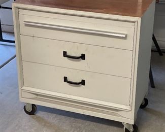 Rolling Wood Garage 3-Drawer Chest 37x36x20in HxWxD