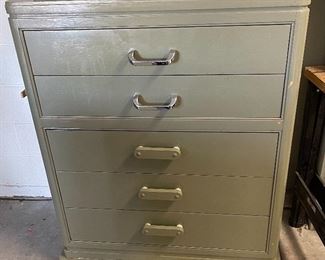 Rolling Wood Garage 5-Drawer Chest 46x38x22in HxWxD