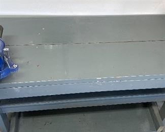 Rolling Wood Workbench with/ Central Forge Vise 36x48x22in HxWxD