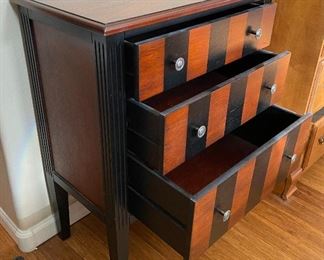 Striped Wood 3 Drawer Chest 32x25x14in HxWxD