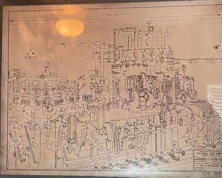 National Lamp Works Blueprint Framed Print 15.5x17.5in HxWxD