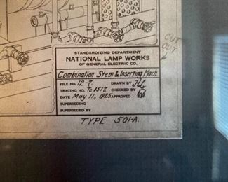 National Lamp Works Blueprint Framed Print 15.5x17.5in HxWxD