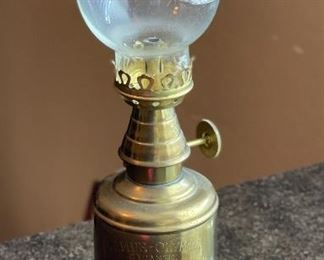 Vintage Brass Oil Lamp Pigeon Lampe "Olympe" With Glass Globe