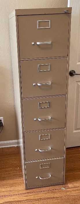SteelCase Slender 5-Drawer File Cabinet 59x15x30in HxWxD