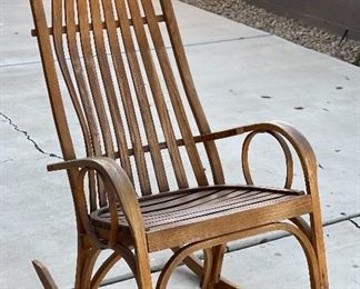 Amish Oak Slat Rocker Rocking Chair 46x23x33 HxWxD