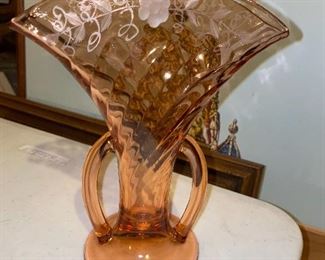 Amber Glass Fan Vase $26.00