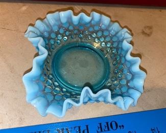 Fenton Blue Glass Bowl $12.00