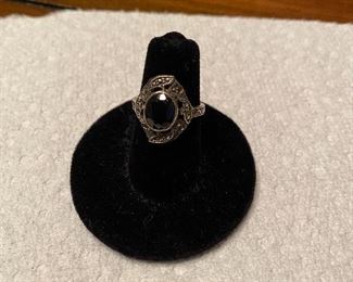 Sterling Silver Black Stone Ring $8.00