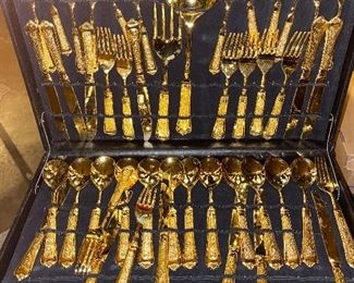 Service for 12 Gold Flatware Set $55.00 with case
