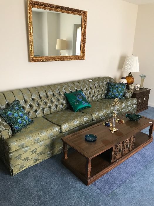 Extra Long Sofa, Gold Mirror