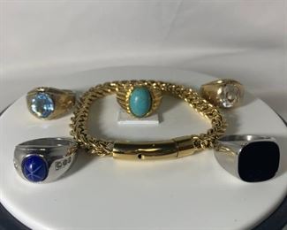 Assortment of 5 Highend Mens Rings and Bracelet