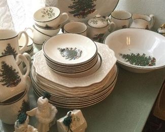 Lots of Christmas china. Many pieces new in box.