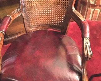 Cane back leather chairs