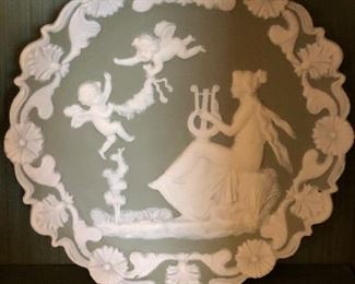 Wedgwood Plate Featuring Woman Playing A Harp And Two Cherub Angels