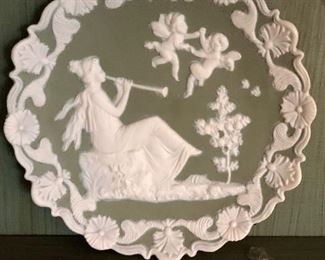 Wedgwood Plate Featuring Woman Playing A Flute And Two Cherub Angels