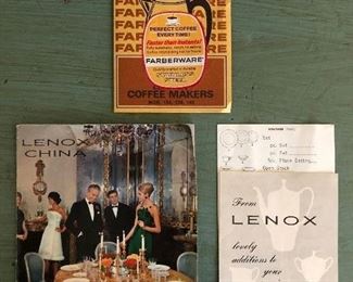 Vintage Farberware & Lenox China Owners Manuals Ephemera