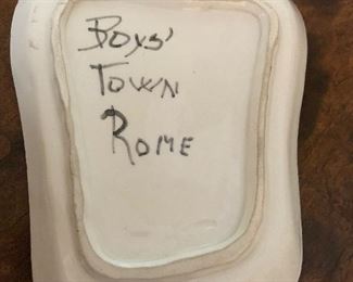 Hand Painted Ceramlc Dish Inscribed Boys Town Rome