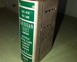 Suburban Trust Company Metal Book Bank.
Westfield
Scotch Plains
Plainfield
Garwood
Cranford 
N.J.
