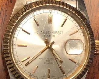 Vintage Men’s Watch 
Charles - Hubert Paris
Water Resistant 100ft
Quartz
Scratched & Damaged Crystal Face