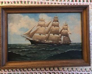 Tall Masted Ship Painting (Antique)
Oil On Canvas
By A . A 1934