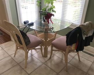 Rattan / Glass Top Table / 4 Chairs $ 178.00