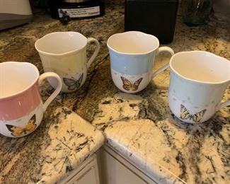 Lenox Monarch Butterfly mugs - set of 4 