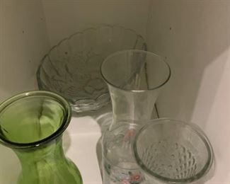 Glass Vases $1 except for green glass.