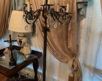 There are two of these beautiful chandelier floor lamps.  Chandelier lamps are $125 each.