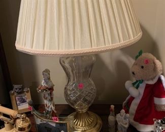 Crystal table lamp $40.   Small ceramic bird pair $1.  Curved picture frame $4. Cat Frame $3.  Snoopy statue $2.