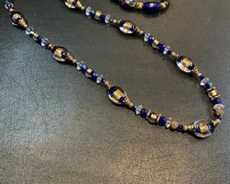 Blue and gold necklace $4   Blue bracelet $4