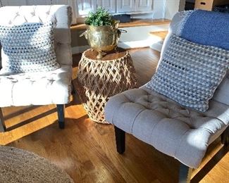 2 of 4 Beautiful Cream Tufted Chairs