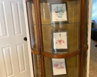 Antique Curved Glass Display/China Cabinet