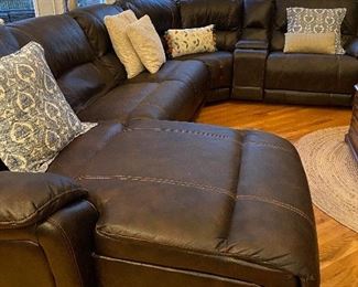 Cindy Crawford Brown Leather Sectional