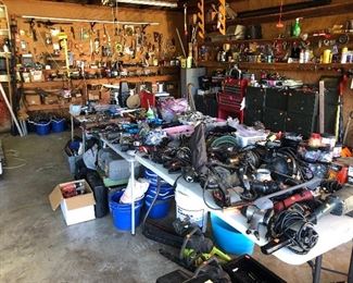 large garage full of tools