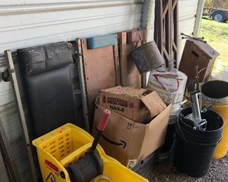 mop bucket, car creepers