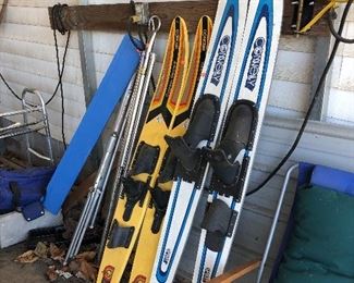 Cypress Gardens and Connelly water skis, ski belt, folding chair