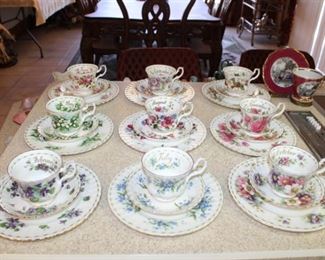 ROYAL ALBERT MONTH TEACUPS W/LUNCHEON PLATE