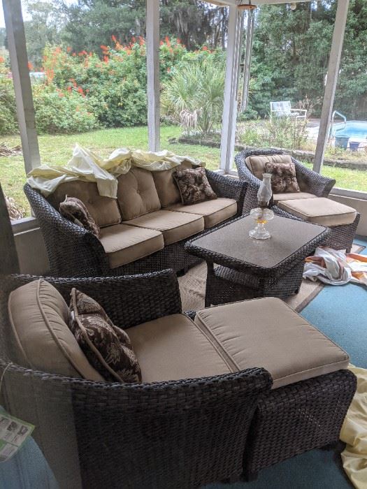 Part of the large grouping of Sunbrella patio furniture offered