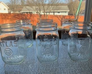 CLEARANCE!!  $8.00 NOW, WAS $30.00............6 Vintage H over A Atlas Mason Jars (P913)