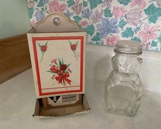 CLEARANCE !  $6.00 NOW, WAS $25.00..............Vintage Match Holder and Honey Jar Bank (P410)