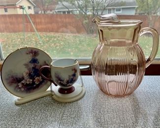 $14.00.................Pink Depression Glass Pitcher and more (P306)