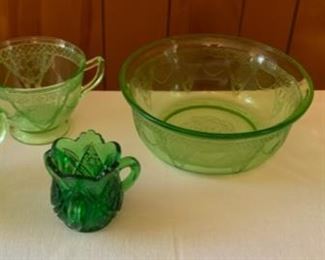 HALF OFF!  $12.50 NOW, WAS $25.00.............Green Depression Glass (P204)