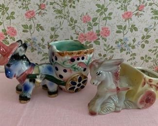 CLEARANCE!!!  $6.00 NOW, WAS $24.00.............Vintage Donkey Planters (P778)