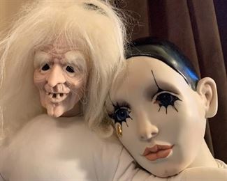 Porcelain dolls and many miscellaneous doll parts