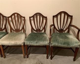 Hepplewhite Dining Chairs - 2 Captain’s Chairs, 6 regular chairs - Mahogany