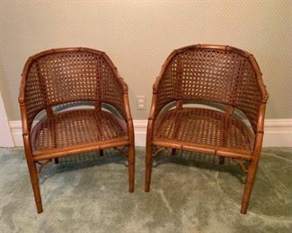 Vintage Barrel Cane Chairs