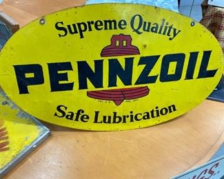 1983 Pennzoil Double Side Metal Sign Great Condition