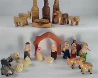 2 Sets of hand crved wood nativity sets